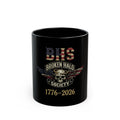Broken Halo Society Skull Flag Mug – 11oz/15oz Patriotic Memorial Coffee Cup (1776–2026)