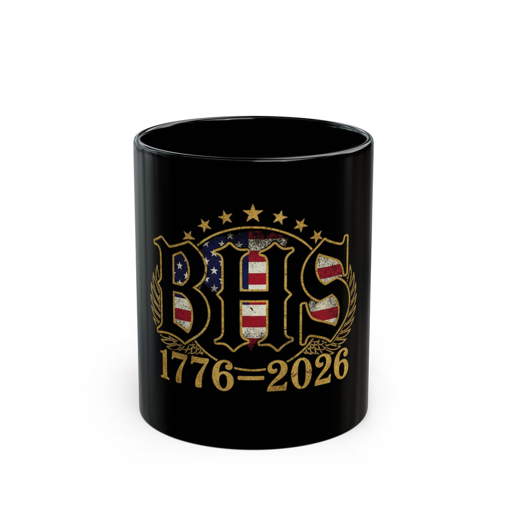 BHS 1776–2026 Patriotic American Flag Black Mug (11oz, 15oz)