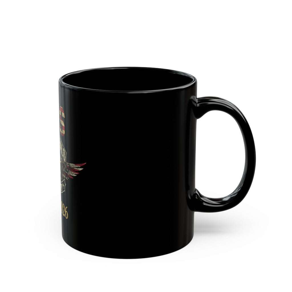 Broken Halo Society Skull Flag Mug – 11oz/15oz Patriotic Memorial Coffee Cup (1776–2026)