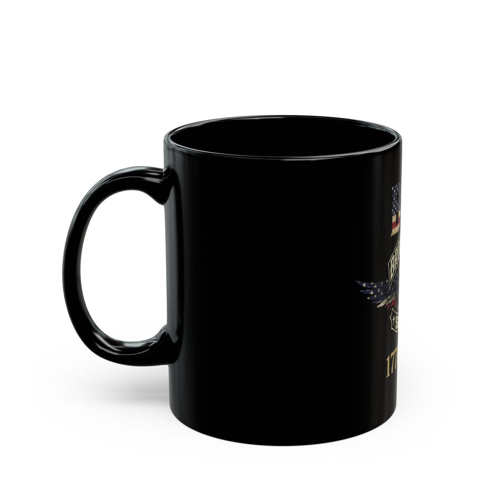 Broken Halo Society Skull Flag Mug – 11oz/15oz Patriotic Memorial Coffee Cup (1776–2026)